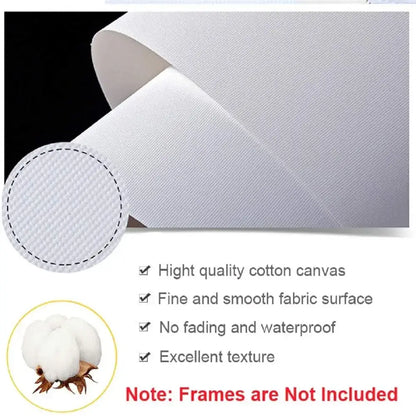 White cotton canvas fabric with fine texture and subtle woven pattern for decorbites™ tiger canvas wall art print