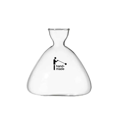 Clear glass vase with narrow neck bulbous body and black handmade logo for avocado seed starter DecorBites™