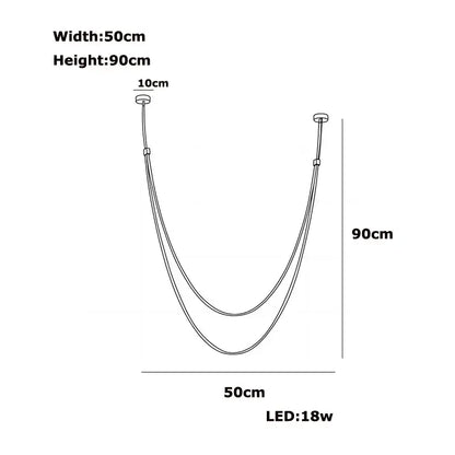 Decorbites™ trendy flexible leather belt led chandelier pendant light 90cm wide 50cm high with two curved cords and 18w bulb