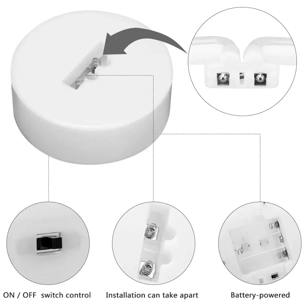 White circular led neon light fixture with usb powered on off switch for holiday party wedding decoration