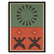 DecorBites™ vintage abstract canvas print with minimalist black silhouettes and orange background for home decor