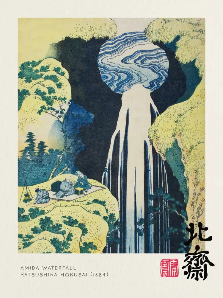 Decorbites vintage canvas print of the great wave by hokusai featuring a traditional waterfall painting print with bright yellow sky