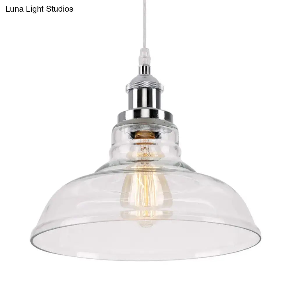Decorbites vintage chrome pendant light with clear glass and exposed filament led incandescent bulb for kitchen use