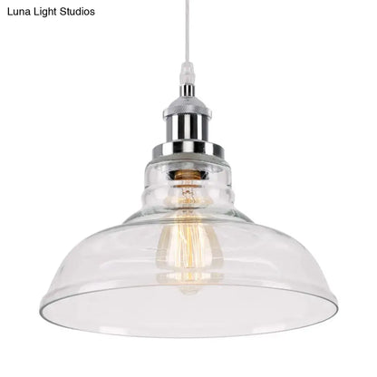 Decorbites vintage chrome pendant light with clear glass and exposed filament led incandescent bulb for kitchen use