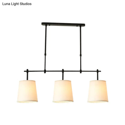 Black metal pendant light with three off-white fabric shades for dining room compatible with e26 e27 bulbs