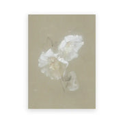 Decorbites™ vintage farmhouse landscape canvas wall art featuring soft white flowers on a muted taupe background