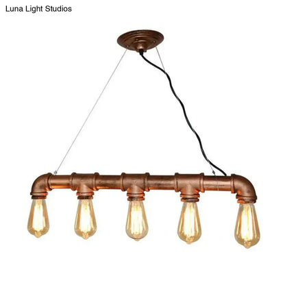 DecorBites vintage iron pendant light with 5 copper pipe heads and exposed e26 e27 filament bulbs for bars