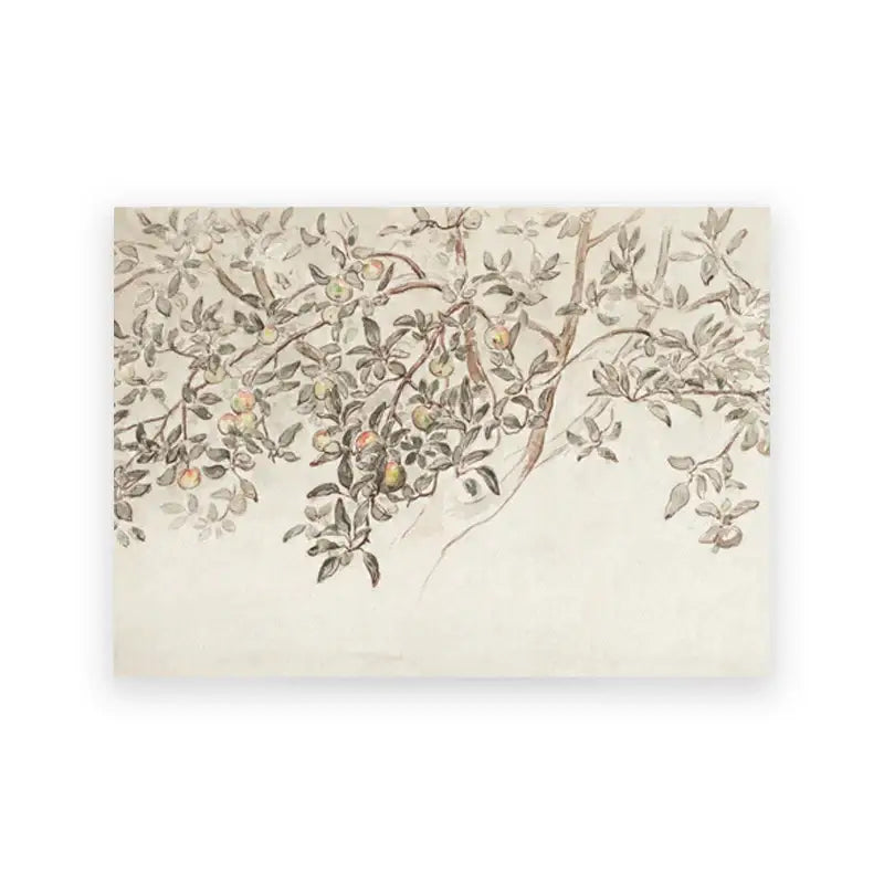 Decorbites™ vintage landscape canvas print features a delicate sepia-toned botanical wall art on textured paper
