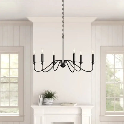 Decorbites vintage loft black wrought iron chandelier with six candle bulbs ideal for living room chandelier use