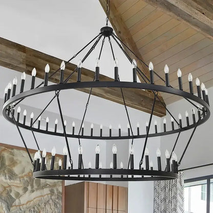 Black decorbites™ vintage modern led pendant chandelier with double-tier candle-style bulbs for elegant lighting