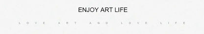 Decorbites vintage nordic abstract landscape dog canvas art with minimalist white background and enjoy art life text