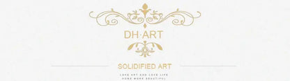 Gold ornamental logo with intricate scrollwork and floral motifs on decorbites vintage nordic abstract landscape canvas art