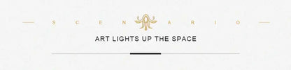 Gold-colored ornamental logo above the text art lights up the space on a vintage nordic abstract landscape canvas art