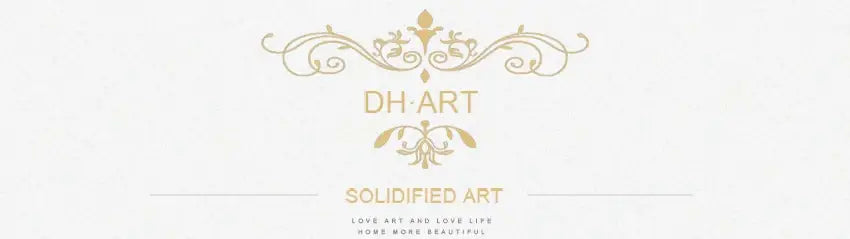 Gold ornamental logo with intricate scrollwork and floral motifs on vintage nordic canvas wall art DecorBites™