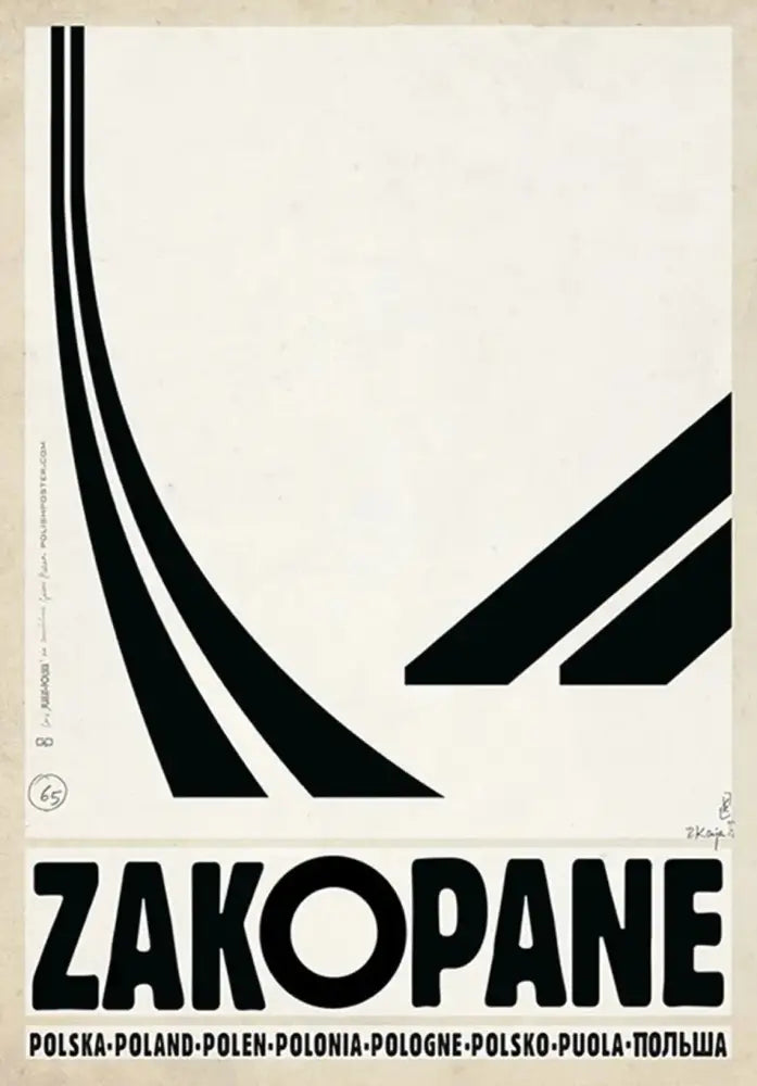 DecorBites™ vintage Poland city posters canvas prints featuring black abstract geometric lines on cream background