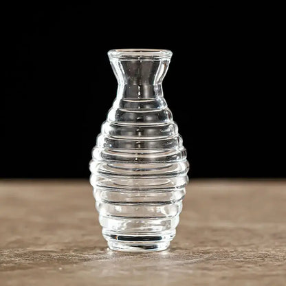 Clear glass DecorBites™ vintage relief vase with ribbed honeycomb texture and narrow neck for hydroponic plants