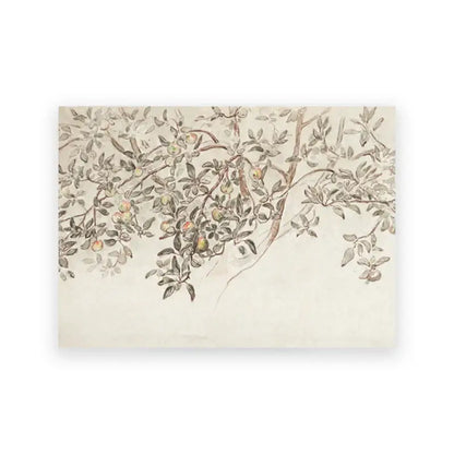 Decorbites™ vintage summer landscape canvas print featuring a delicate sepia-toned botanical print on textured paper