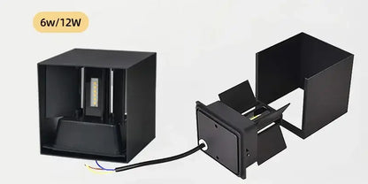 Black aluminum led wall light by decorbites with sleek modern design and 6w 12w power options for indoor outdoor use