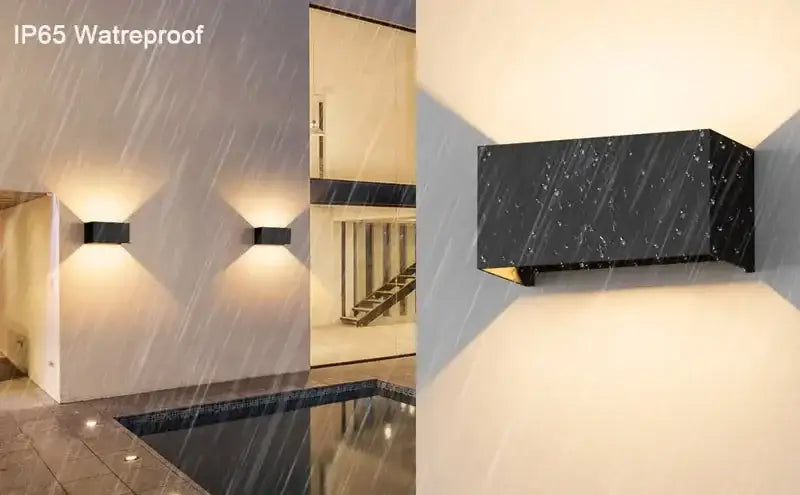 Black rectangular DecorBites waterproof aluminum led wall lamp with gold trim for outdoor and indoor lighting use