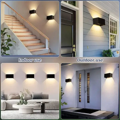 Black rectangular aluminum led wall light with modern minimalist design for indoor and outdoor use by decorbites