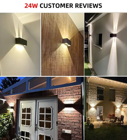 Black rectangular DecorBites aluminum led wall light with modern minimalist design for outdoor and indoor use