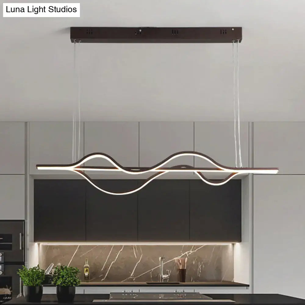 Modern black and white decorbites wavy linear island light acrylic led pendant with adjustable warm white natural 220v-240v 110v-120v