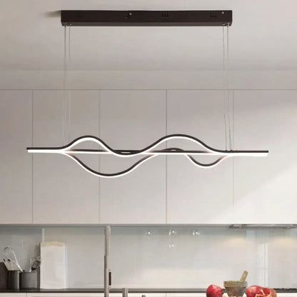 Modern black and white led pendant light with wavy acrylic design from decorbites ideal for 220v-240v and 110v-120v kitchens
