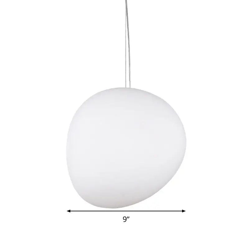 Decorbites white glass oval pendant light with 9-inch frosted glass and thin metallic suspension cord