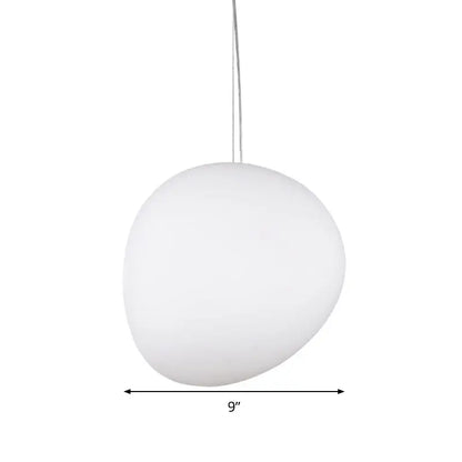 Decorbites white glass oval pendant light with 9 inch frosted glass ceiling shade and thin metallic suspension cord