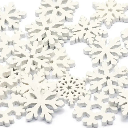 Decorbites™ white wooden snowflake slices with intricate symmetrical designs for christmas crafts and decor