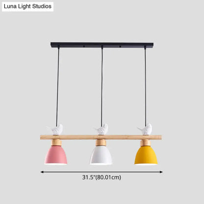 Decorbites wood and metal macaron bowl pendant light with pastel ceramic shades wooden accents and e26 e27 sockets