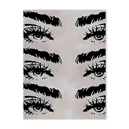 Decorbites y2k rock style canvas poster featuring black stylized eye illustrations on a light gray textured background