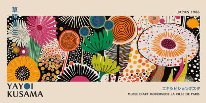 Decorbites™ yayoi kusama flower canvas wall art featuring vibrant stylized kusama flower in bold colors and patterns