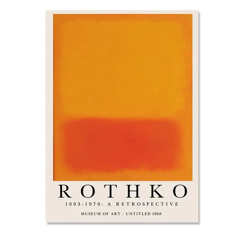 Orange and red abstract floral canvas art inspired by yayoi kusama featuring rothkos 1968 untitled work for wall art