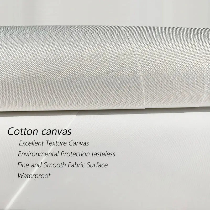 A roll of white cotton canvas fabric with a fine textured weave for yayoi kusama floral canvas art wall art