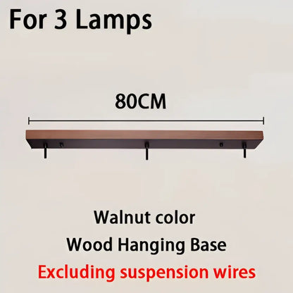 Walnut-colored wood hanging base for three lamps 80cm long for decorbites stone pendant light kitchen island