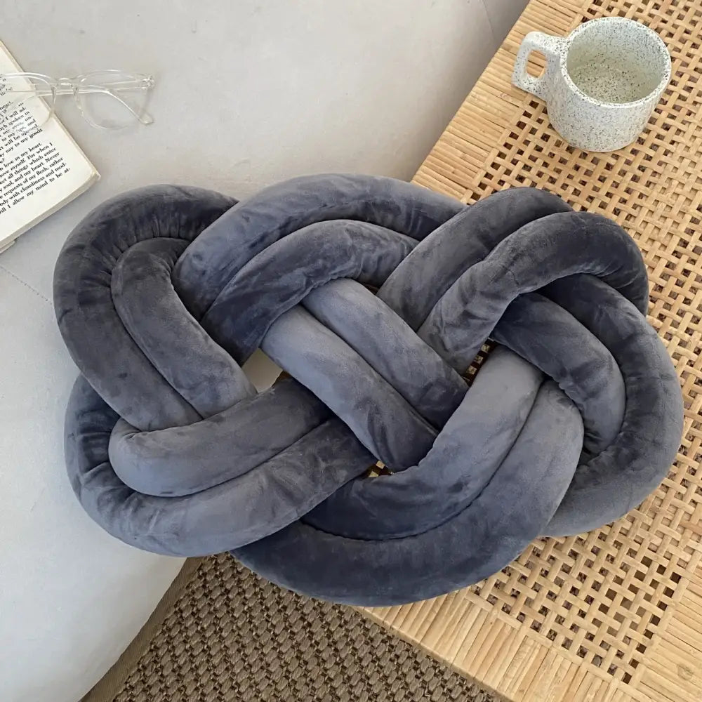 Deep blue velvet handmade knot throw pillow with soft textured surface perfect for decorbites blue handmade decorbites throw pillows