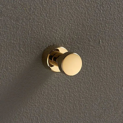 Gold-colored round knob-style decorbites brass wall mount robe hook with polished finish for bathroom towel holder