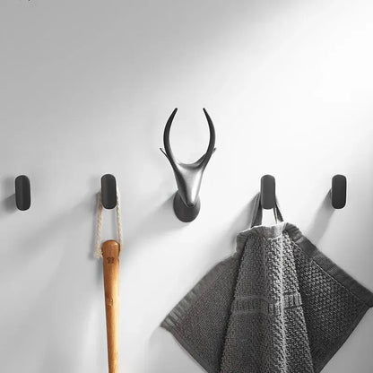 Black antler-shaped gun grey robe hook with matte finish for bathroom towel rack by decorbites gun grey