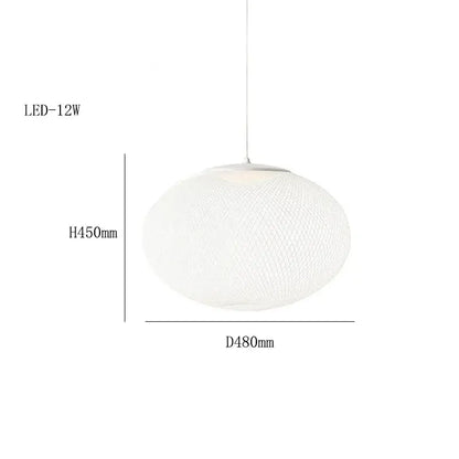 White spherical led decorbites designer pendant lamp with black woven mesh for dining room chandelier decor