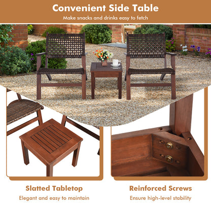 3-teiliges Outdoor-Holz-Patio-Rattan-Möbelset