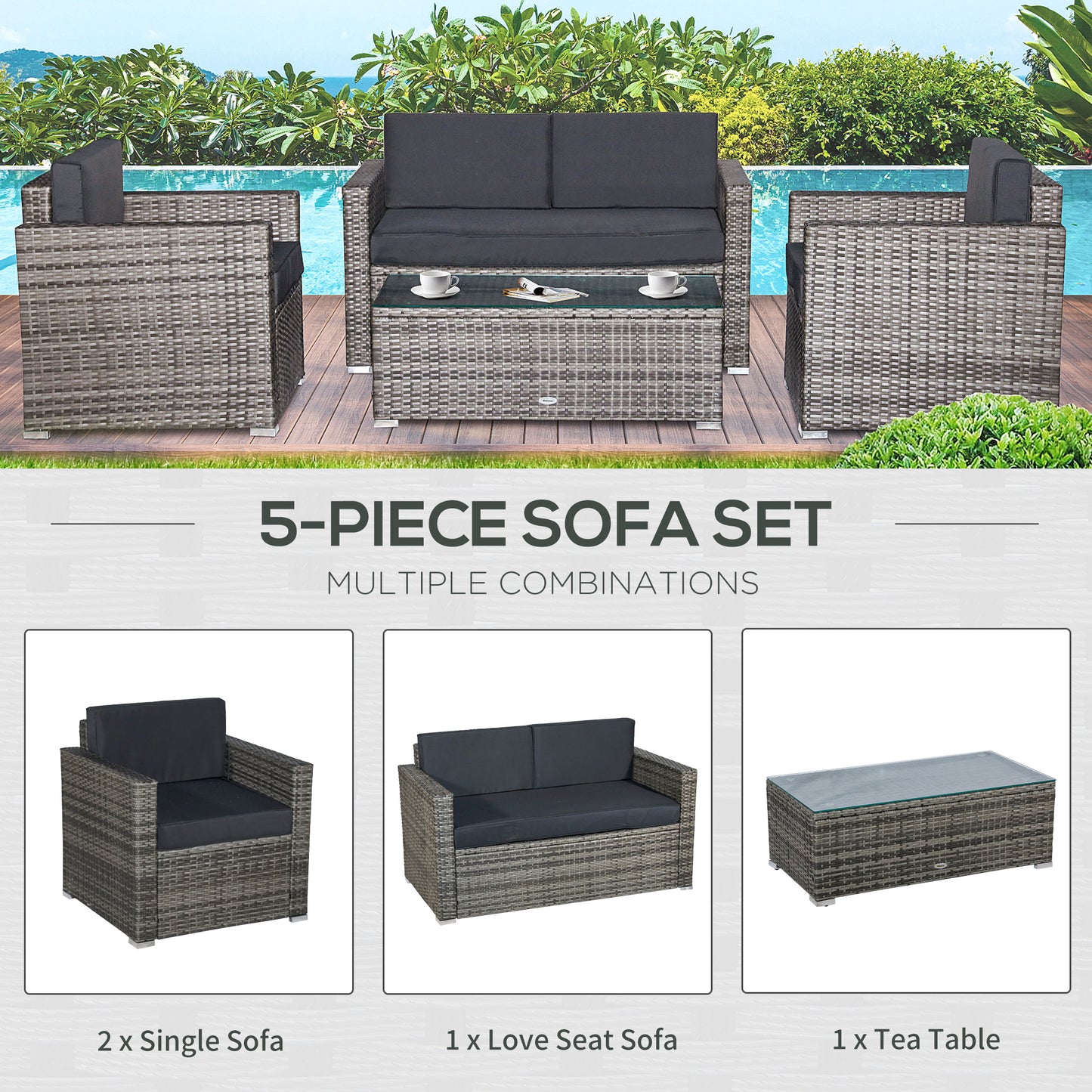 4-teiliges Terrassenmöbel-Set mit Polstern