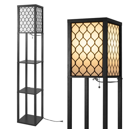 Bücherregal und Stauraumregal Stehlampe