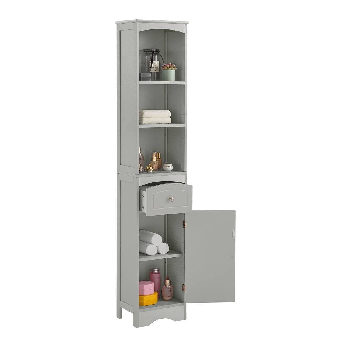 Hohes Badezimmerschrank-Aufbewahrungsschrank mit Schublade und höhenverstellbarem Regal