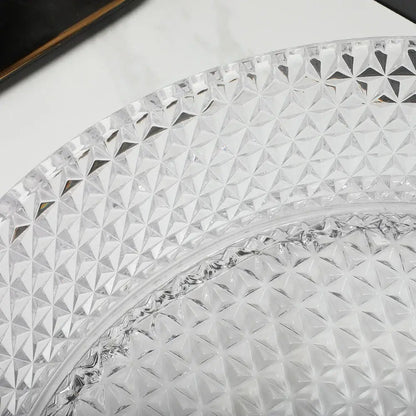 Clear crystal diamond glass basin plate with geometric cut pattern in glass basin set for bathroom use