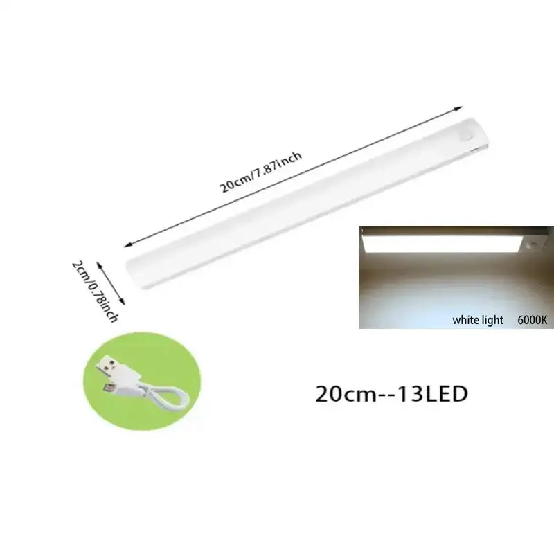 White sleek 20cm dimmable led motion sensor magnetic strip light with usb charging port for kitchen decorbites dimmable led
