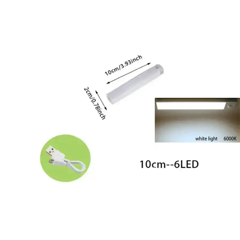 White slim 10cm dimmable led motion sensor magnetic strip light with six cool white leds for kitchen decorbites dimmable led