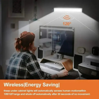 White dimmable led motion sensor magnetic under-cabinet strip light with 120-degree illumination angle by decorbites