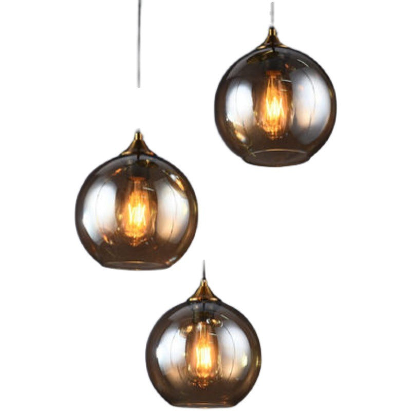 Smoked glass 3-head disc pendant light with brass accents modern dining room chandelier for bedroom bedside use