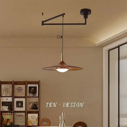 Gold pendant light with black metal arm and chain in modern design for dining room chandelier walnut creative style
